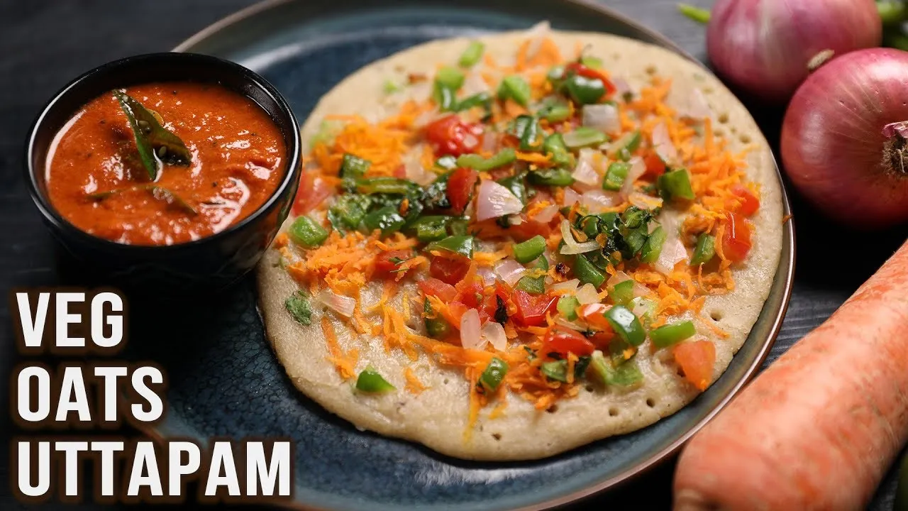 Healthy Vegetable Oats Uttapam Recipe   Quick Breakfast For Tiffin Box: Students, Bachelors, Kids