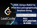 Leetcode 6202 Using a Robot to Print the Lexicographically Smallest String Weekly Contest 314