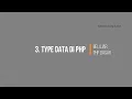 3 TUTORIAL HOW TO LEARN THE BASIC OF PHP PROGRAMMING Type Data by sahabat sang surya