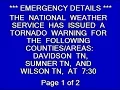 EAS Tornado Warning for Nashville TN