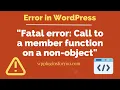 Solve Fatal Error Call to a member function on a non object in WordPress