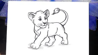 How to Draw a Cute Lion Cub (Simba Drawing) 🦁 | Easy Step-by-Step Lion Drawing