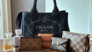 Prada Canapa Tote-what fits and the Pros and Cons