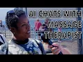 Grace talks to a real massage therapist on the Santa Monica Pier