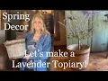 Spring Decor DIY Lavender Topiary in Antique Primitive Bucket Kitchen Table Centerpiece