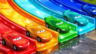 Flatbed Trailer Lighting Mcqueen Transportation w/ Slide Color - Cars vs Speed Bump #9 - BeamNG