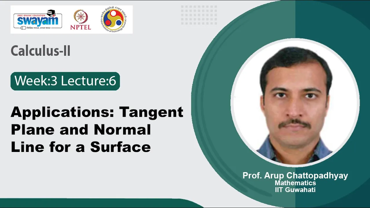 Lec 17: Applications: Tangent Plane and Normal Line for a Surface