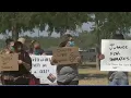 Demonstrators gather outside of Ector County jail