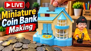 🪙 Miniature Coin Bank Making LIVE 🏠 | DIY Miniature House Piggy Bank #satisfying