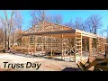 Installing 50ft trusses 50x80 Shop build