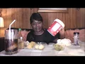 AUNT BESSIE S PORK CHITTILLING IN A CUP CORN ON THE COB MUKBANG AND REVIEW