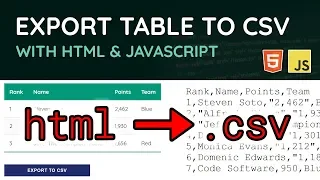 How to export an HTML table to a CSV file in JavaScript - Project