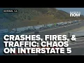 Crashes truck fires snarl I-5 Grapevine as construction worsens backups