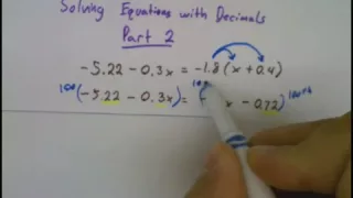 Solving Equations with Decimals Part 2