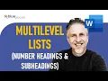 How to Apply Multilevel Numbering In Microsoft Word Numbering Headings and Subheadings