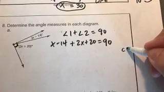 Geom Homework Angle Relationships