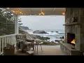 Coastal Rain | Outdoor Fireplace & Ocean Rain | Focus, Reading, Sleep, Study, Smart TV