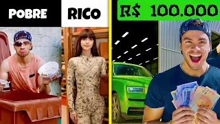 Sobrevivi como RICO e como POBRE por um dia / Comprei uma GARAGEM de R$ 100.000!