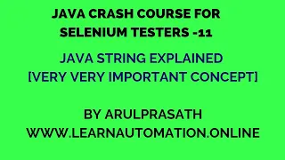 Java Crash course 11 STRINGS in Java explained Tamil Java for Automation