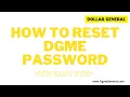 How To Reset DGme Portal Password - DGmeGeneral For Dollar General Employees
