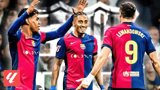 lewandowski lamine yamal u0026 raphinha bar a s deadly trio in action