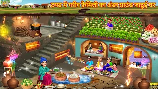 ठण्ड में गरीब फ़ैमिली का अंडर ग्राउंड जादुई घर | Hindi Kahani | Moral Stories | Hindi Cartoon | Story