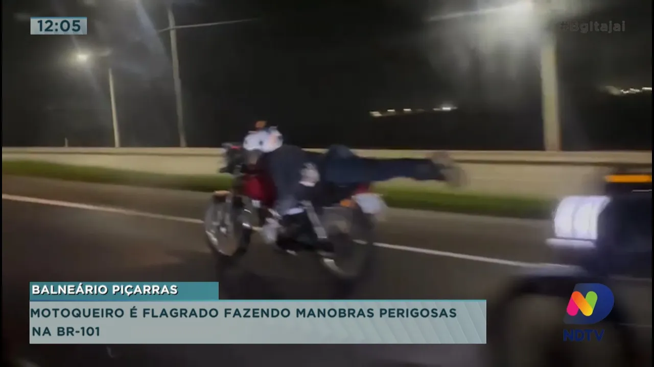 Motoqueiro é flagrado fazendo manobras perigosos na BR-101
