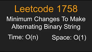 Minimum Changes To Make Alternating Binary String - Leetcode 1758