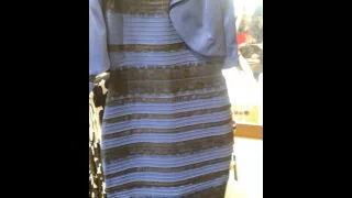 What is the color of the dress Blue and black or white and gold