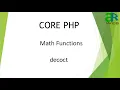 - decoct in PHP PHP Math Functions