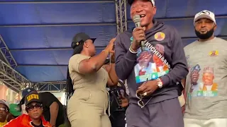 lalude versus alapini osha on stage at apc mc oluomo rally for bola tinubu