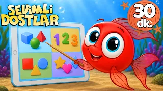 Okul Öncesi Çocuk Şarkıları 🎈 Kırmızı Balık ile Renkleri ve Sayıları Öğreniyorum | Sevimli Dostlar