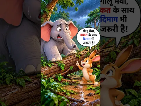 🐘 घमंडी हाथी और समझदार खरगोश 🐰 | एकता की ताकत | Hindi Moral Story #Shorts