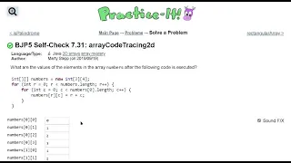 Java Practice It Self-Check 7 31 arrayCodeTracing2d arrays syntax array basics