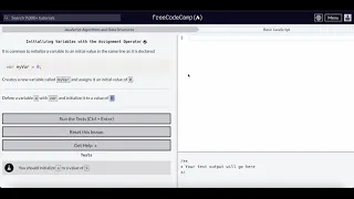 Initializing Variables with the Assignment Operator Solution