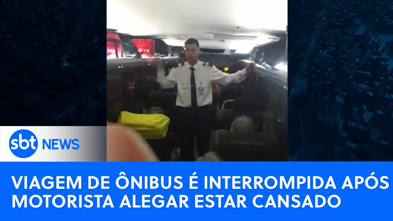 Motorista interrompe viagem de ônibus após alegar estar cansado | #SBTNewsnaTV (16/08/23)