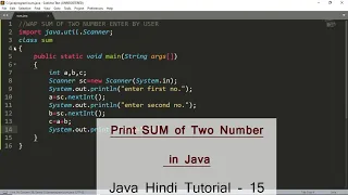 Sum of 2 no getting input from user Explain Java program in Hindi - 15 Beginner java tutorial