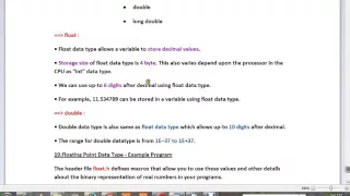 C PROGRAM FLOATING POINT DATA TYPES