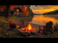 Download Lagu 🔥 Cozy Autumn Cabin Sunset by the Lake 🌅 Relaxing Fire Pit, Birdsong \u0026 Calm Fall Ambience for Sleep