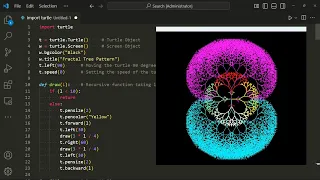 Fractal Tree Animation using Python Turtle Recursive Turtle Graphics Art geekbyte01