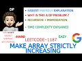 Make Array Strictly Increasing Recur Memo Time Complexity GOOGLE Leetcode-1187 Live Code