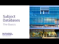Subject Databases The Basics