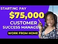 Remote Customer Success Manager Competitive Salary of 75 OPEN TO THE RESIDENTS OF THE US