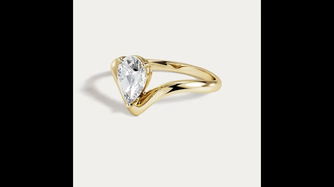 Phoebe丨Pear-Cut Lab-Grown Diamond Chevron Solitaire Engagement Ring