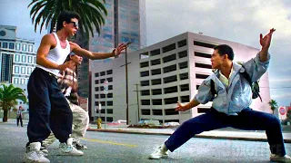 jet li schools 3 gang members with wushu the master clip