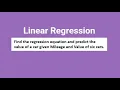 Linear Regression - Predict the value of a car given Mileage and Value of six cars