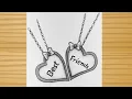 Best friends drawing - Best friends locket Drawing Bff drawing Friendship Day Drawing tutorial