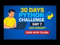 Python Lists Tutorial in Telugu Day 8 Python for Beginners with Examples