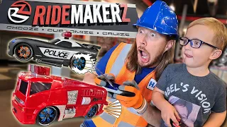 Handyman Hal explores Ridemakerz Build RC Car Fire Truck Fun for Kids