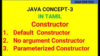 java constructor and its types in tamil default constructor no argument parameterized constructor